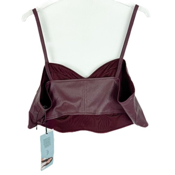 NWT Future Collective Strappy Faux Leather Tiny Top Crop Berry Plus Size 1X NEW - Picture 8 of 10